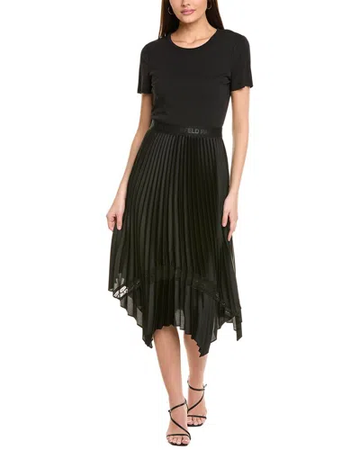 Karl Lagerfeld Mix Media Pleated Midi Dress