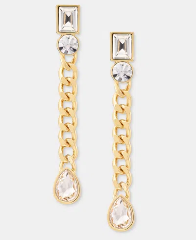 Karl Lagerfeld Mixed Crystal Linear Drop Earrings In White