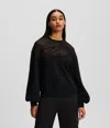 Karl Lagerfeld Mixed Fabric Karl Signature Sweatshirt In Black