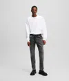 Karl Lagerfeld Mixed-material Tapered Jeans In Black
