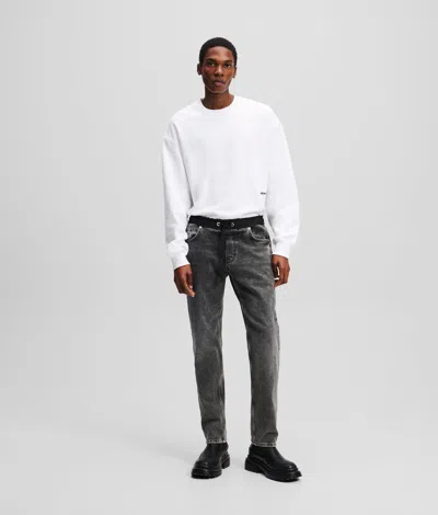 Karl Lagerfeld Mixed-material Tapered Jeans In Black