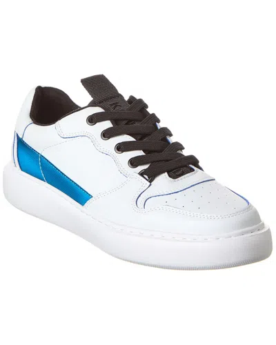 Karl Lagerfeld Mixed Media Leather Sneaker In White