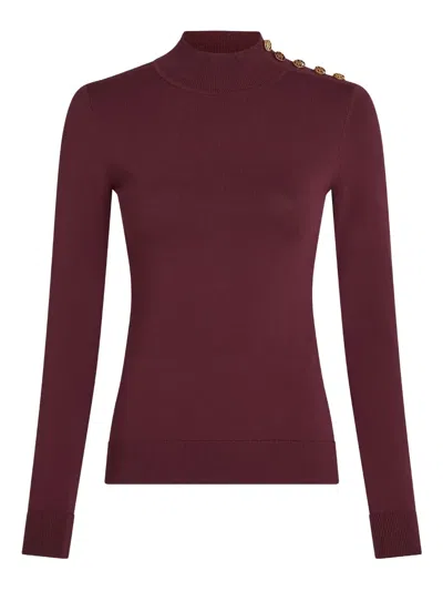 Karl Lagerfeld Mock-neck Knitted Top In Burgundy