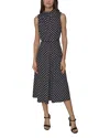 Karl Lagerfeld Womens Sleeveless Mock Neck Midi Dress In Black/soft White