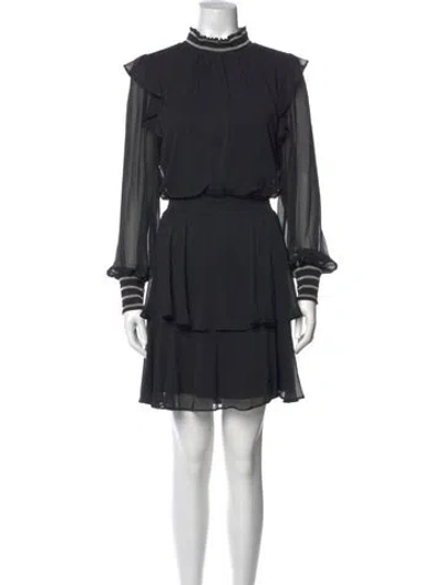 Pre-owned Karl Lagerfeld Mock Neck Mini Dress In Black