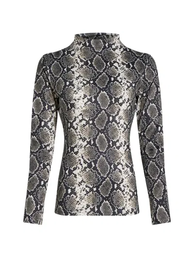 Karl Lagerfeld Mock-neck Long-sleeved Top In Animal Print