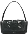 Karl Lagerfeld Monet Floral Embroidery Small Leather Shoulder Bag In Black Cutout
