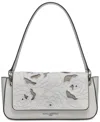 Karl Lagerfeld Monet Floral Embroidery Small Leather Shoulder Bag In Winter White,silver