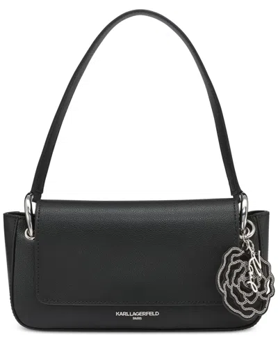Karl Lagerfeld Monet Small Leather Shoulder Bag In Black Solid