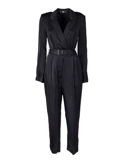 Karl Lagerfeld Satin Jumpsuit In Negro