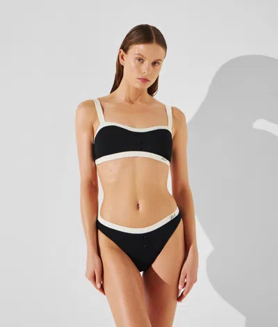 Karl Lagerfeld Monochrome Bandeau Bikini Top In Black