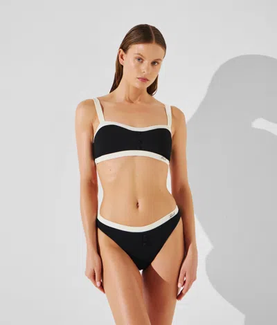 Karl Lagerfeld Monochrome Bandeau Bikini Top In Black