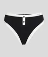 Karl Lagerfeld Monochrome High-waist Bikini Bottoms In Black