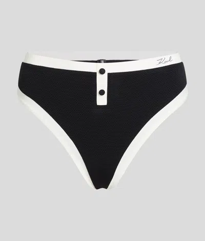 Karl Lagerfeld Monochrome High-waist Bikini Bottoms