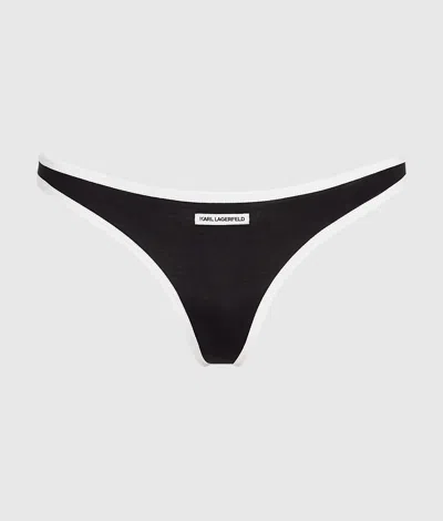 Karl Lagerfeld Monochrome High-leg Thong In Black
