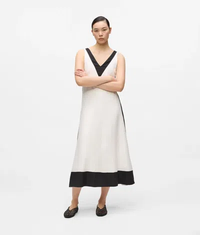 Karl Lagerfeld Monochrome Linen Blend Dress In Multi