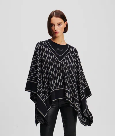 Karl Lagerfeld Monogram Cape In Black