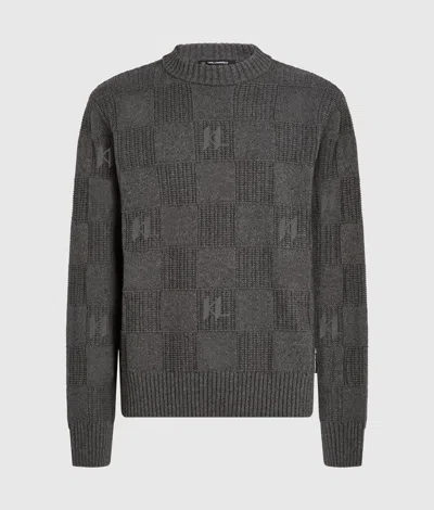 Karl Lagerfeld Monogram Checked Knitted Sweater