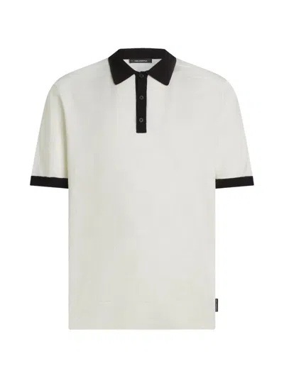 Karl Lagerfeld Monogram Checked Polo Shirt In Neutral