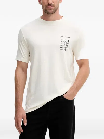 Karl Lagerfeld Monogram Chest-print T-shirt In Neutral