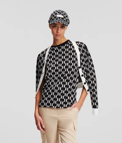 Karl Lagerfeld Monogram Cropped Cardigan