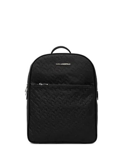 Karl Lagerfeld Monogram-debossed Backpack In Black