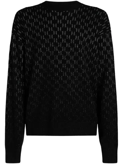 Karl Lagerfeld Monogram-degradé Sweater In Black