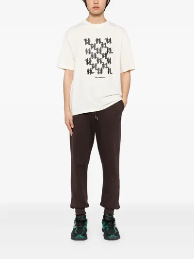 Karl Lagerfeld Monogram-embossed T-shirt In White