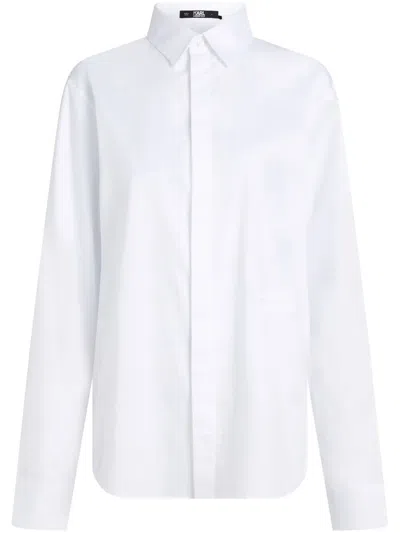Karl Lagerfeld Monogram-embroidered Shirt In White