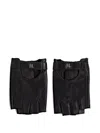 Karl Lagerfeld Monogram Fingerless Leather Gloves In Black
