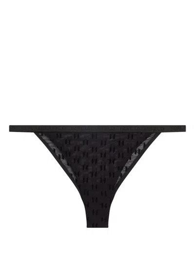 Karl Lagerfeld Monogram Flock Brazilian Briefs In Black