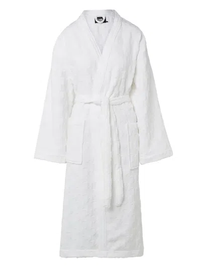 Karl Lagerfeld Monogram-jacquard Cotton Bath Robe In White