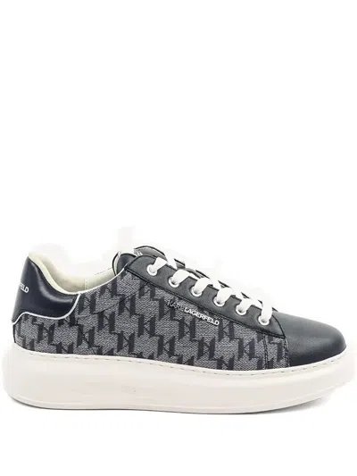 Karl Lagerfeld Monogram Jacquard Sneakers In Gray