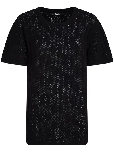 Karl Lagerfeld Kl Monogram Knitted T-shirt In Black