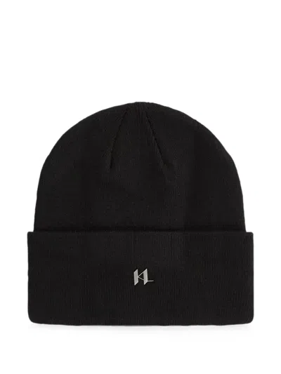Karl Lagerfeld Monogram Knit Beanie In Black