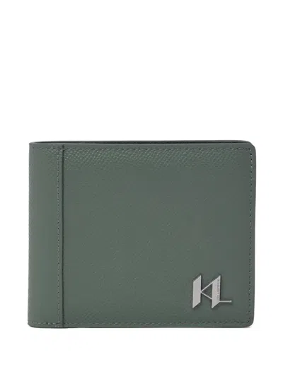 Karl Lagerfeld Monogram Leather Wallet In Green
