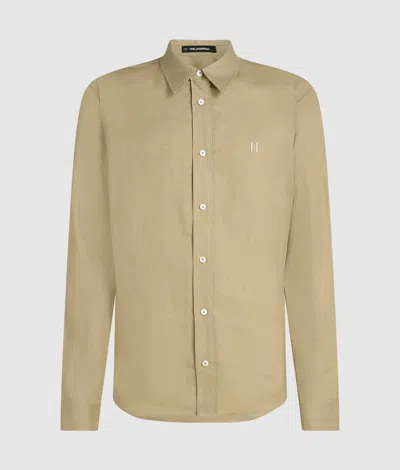 Karl Lagerfeld Embroidered-logo Shirt In Brown