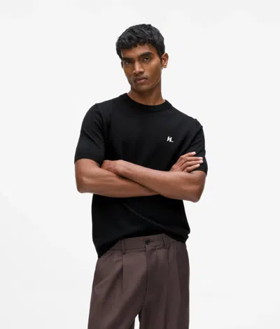 Karl Lagerfeld Monogram Merino Wool T-shirt In Black