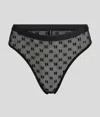 Karl Lagerfeld Monogram Mesh Mid-rise Brief In Black
