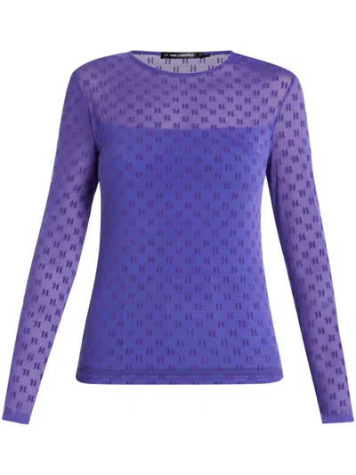 Karl Lagerfeld Monogram-mesh T-shirt In Violett