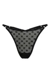 Karl Lagerfeld Kl Monogram Mesh Thong In Black