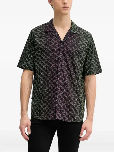 Karl Lagerfeld Monogram Ombré Shirt In Black
