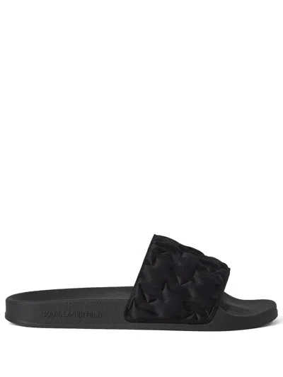 Karl Lagerfeld Monogram Padded Sandals In Black