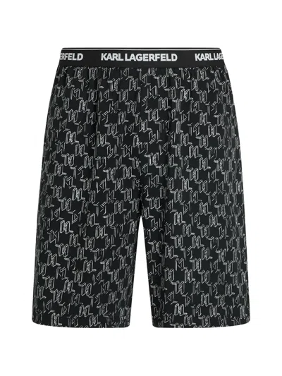 Karl Lagerfeld Monogram Pajama Shorts In Black