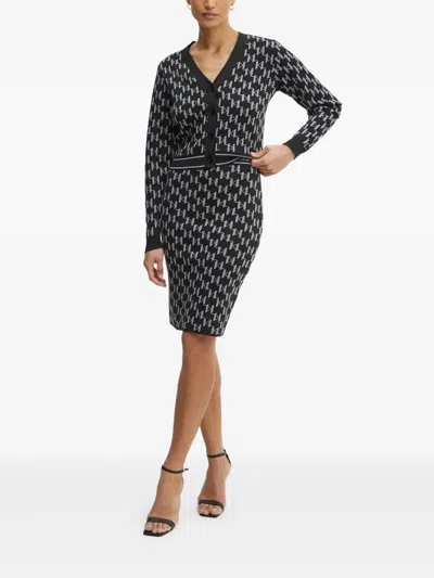 KARL LAGERFELD MONOGRAM-PATTERN BUTTONED CARDIGAN