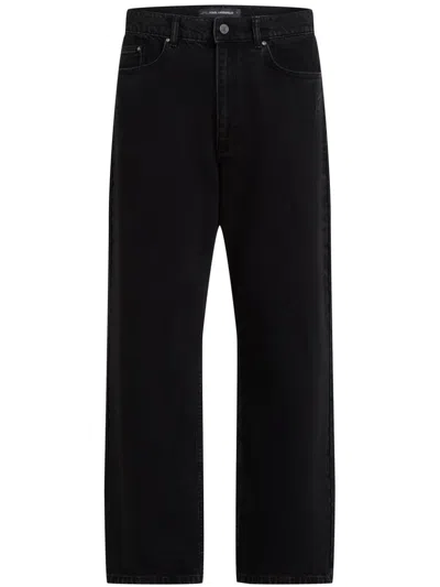 Karl Lagerfeld Contrast-stitching Tapered Jeans In Black