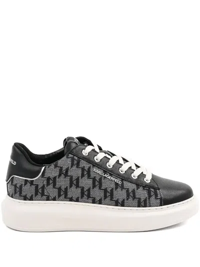 Karl Lagerfeld Monogram-pattern Sneakers In Black