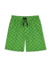 Karl Lagerfeld Monogram-pattern Swim Shorts In Green