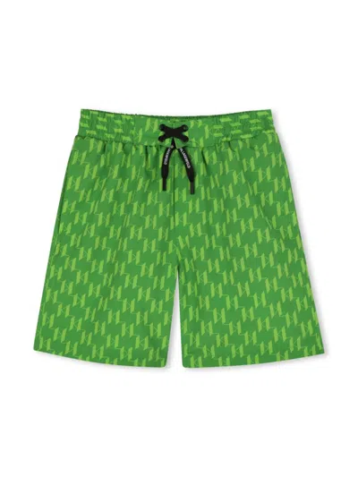 Karl Lagerfeld Kids' Monogram-pattern Swim Shorts In Green