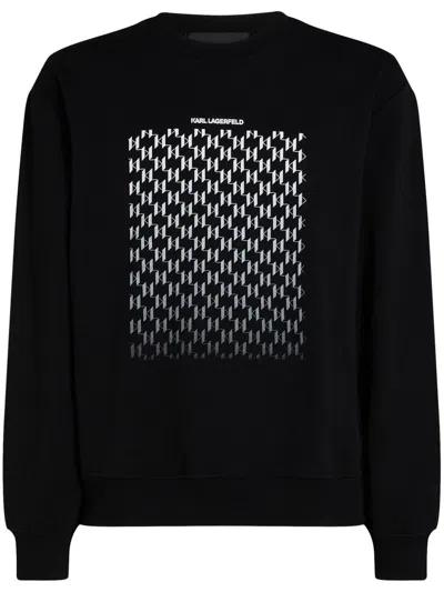 Karl Lagerfeld Monogram-placement Sweatshirt In Black